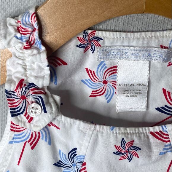 Janie & Jack 18-24 Mo Vintage Nantucket Nostalgia Red/White/Blue Pinwheels Dress - Picture 4 of 4